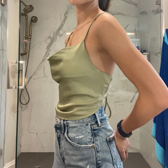 12th Tribe Cowl Neck Satin Top - Picture 2 of 4